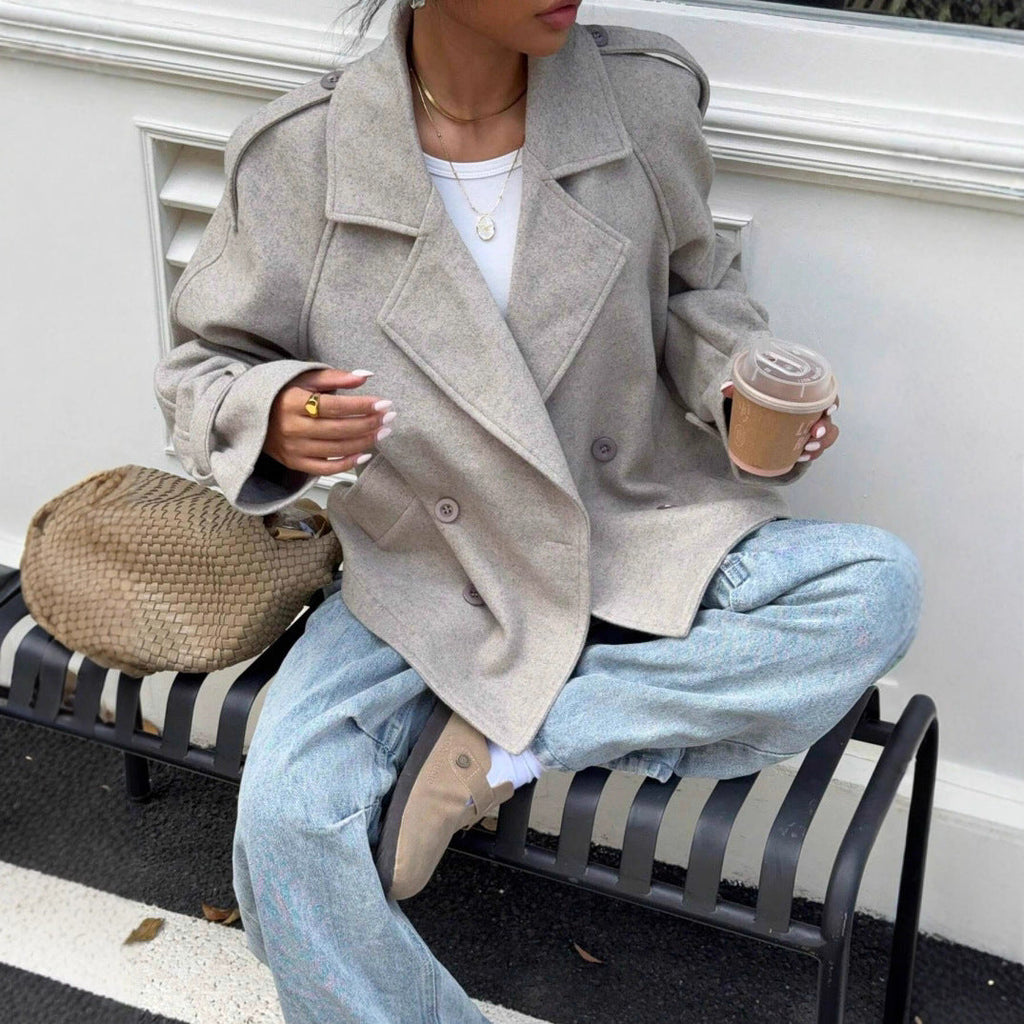 Elegant Woolen Coat with Double Buttons