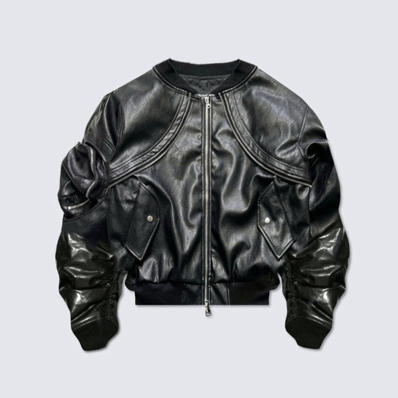 Men's Heavy Industry Vintage Leather Flight Jacket | Baggy Fit Bomber Coat