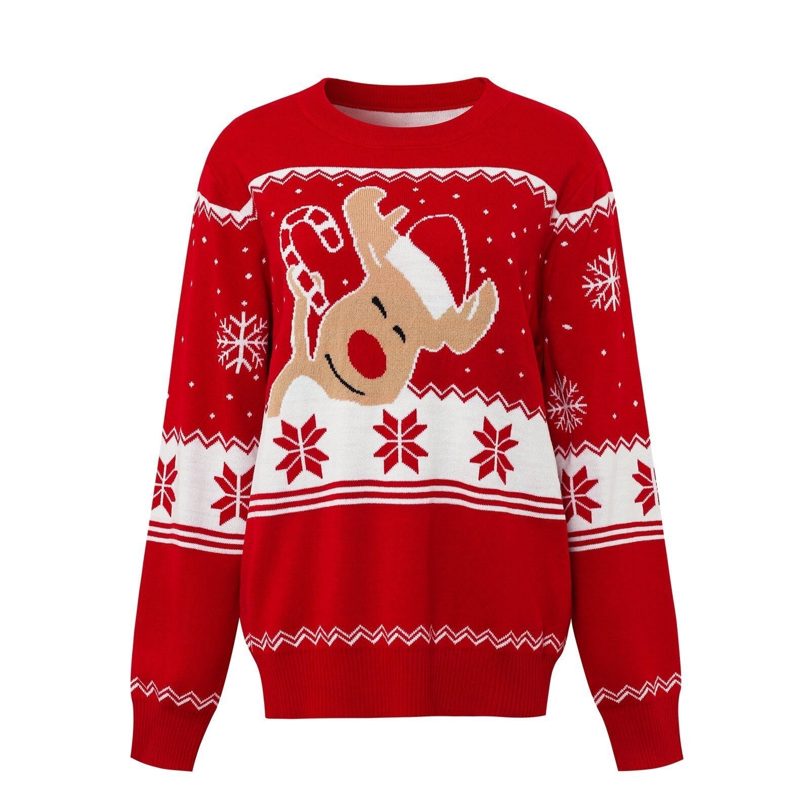 Cartoon Elk Jacquard Pullover Sweater
