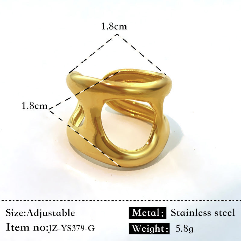 Simple Glossy Stainless Steel 18K Gold Plated Ring