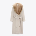Elegant Women's Fur Collar Wool Coat