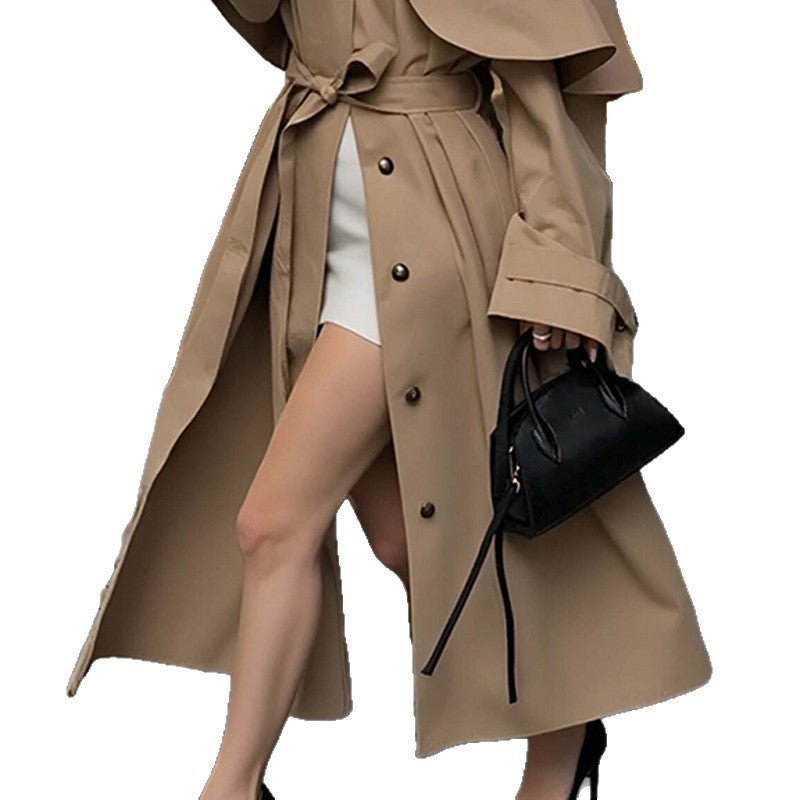 Women's Loose Mid-Length Lapel Trench Coat