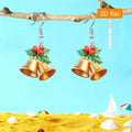 Cute Holiday Tree and Bell Charm Casual Earrings