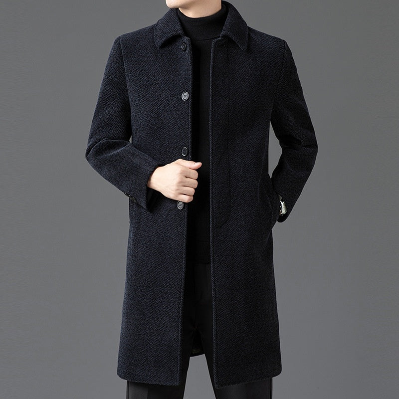 Deluxe Men's Wool Coat | Warm Velvet Lined Lapel Winter Overcoat