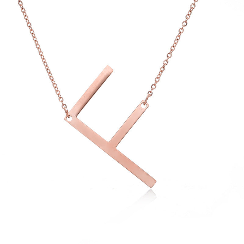 Rose Gold Plated Initial Letter Pendant Necklace