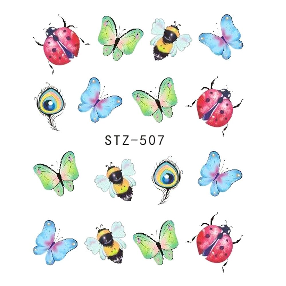 Butterfly Flower Nail Art Water Transfer Tattoo