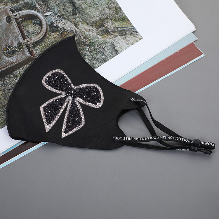 Rhinestone Smiley Butterfly Pattern Sun Block Face Mask