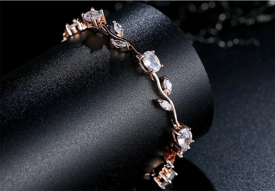 Elegant Crystal Plated Link Bracelet