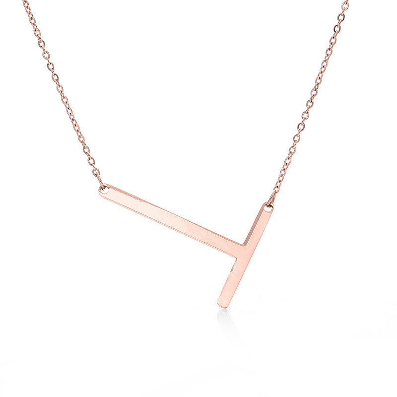 Rose Gold Plated Initial Letter Pendant Necklace