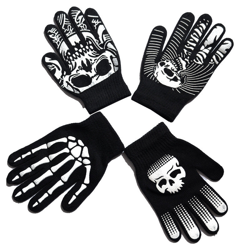 Halloween Skull Luminous Riding & Non-Slip Gloves