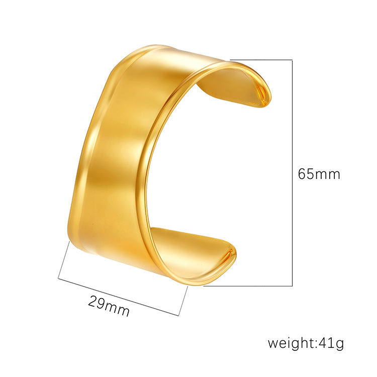 Chic Women's Open-End Stainless Steel C-Shaped Cuff Bracelet