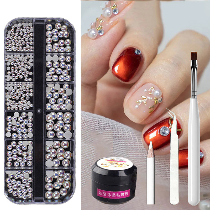 Mixed Box Nail Decorations: Metal Rivets & Rhinestones