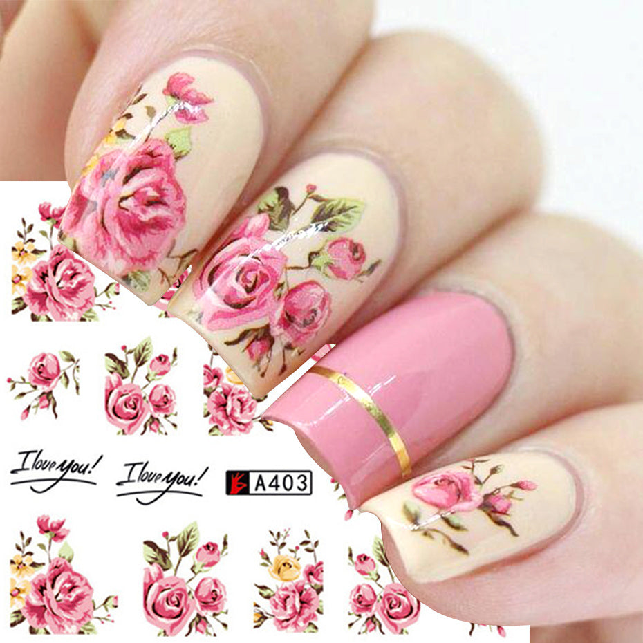 Red Flower Bowknot Nail Art Appliques