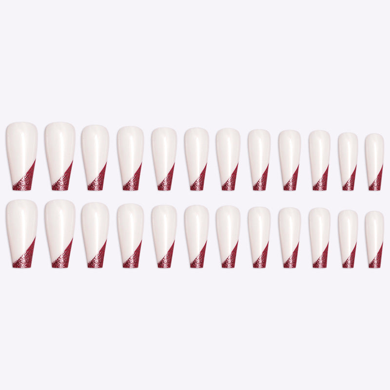 Rose Gold French Manicure Long Ballet Fake Nails