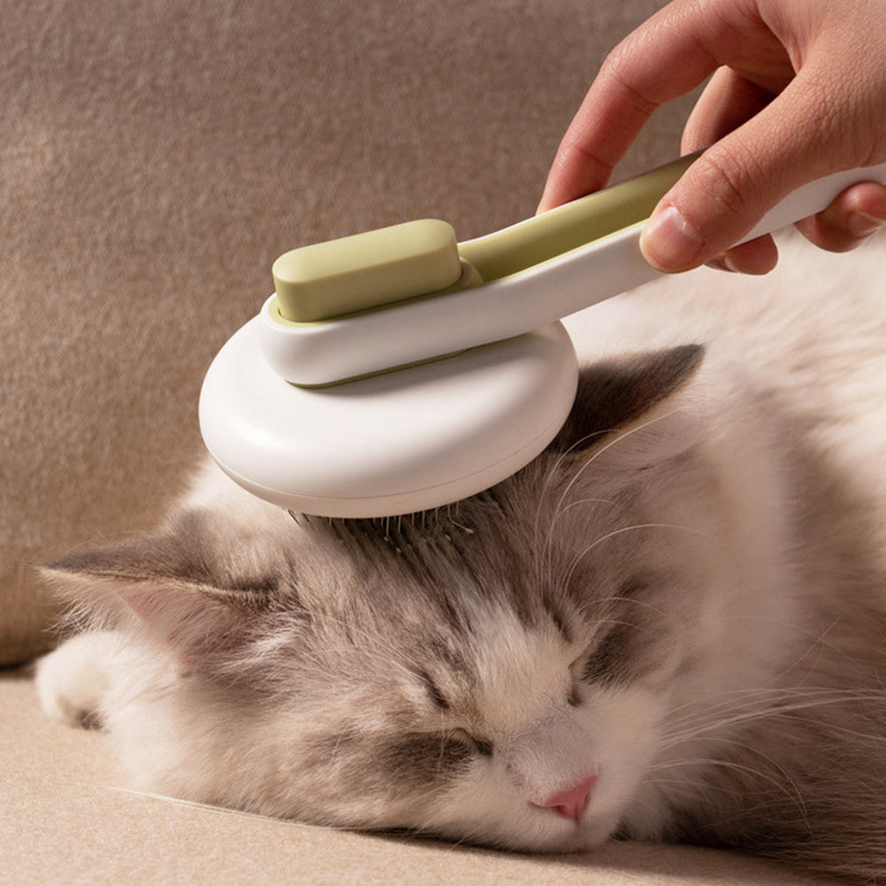 Round Head Pet Grooming Tool | Automatic Dog & Cat Hair Remover Massage Comb