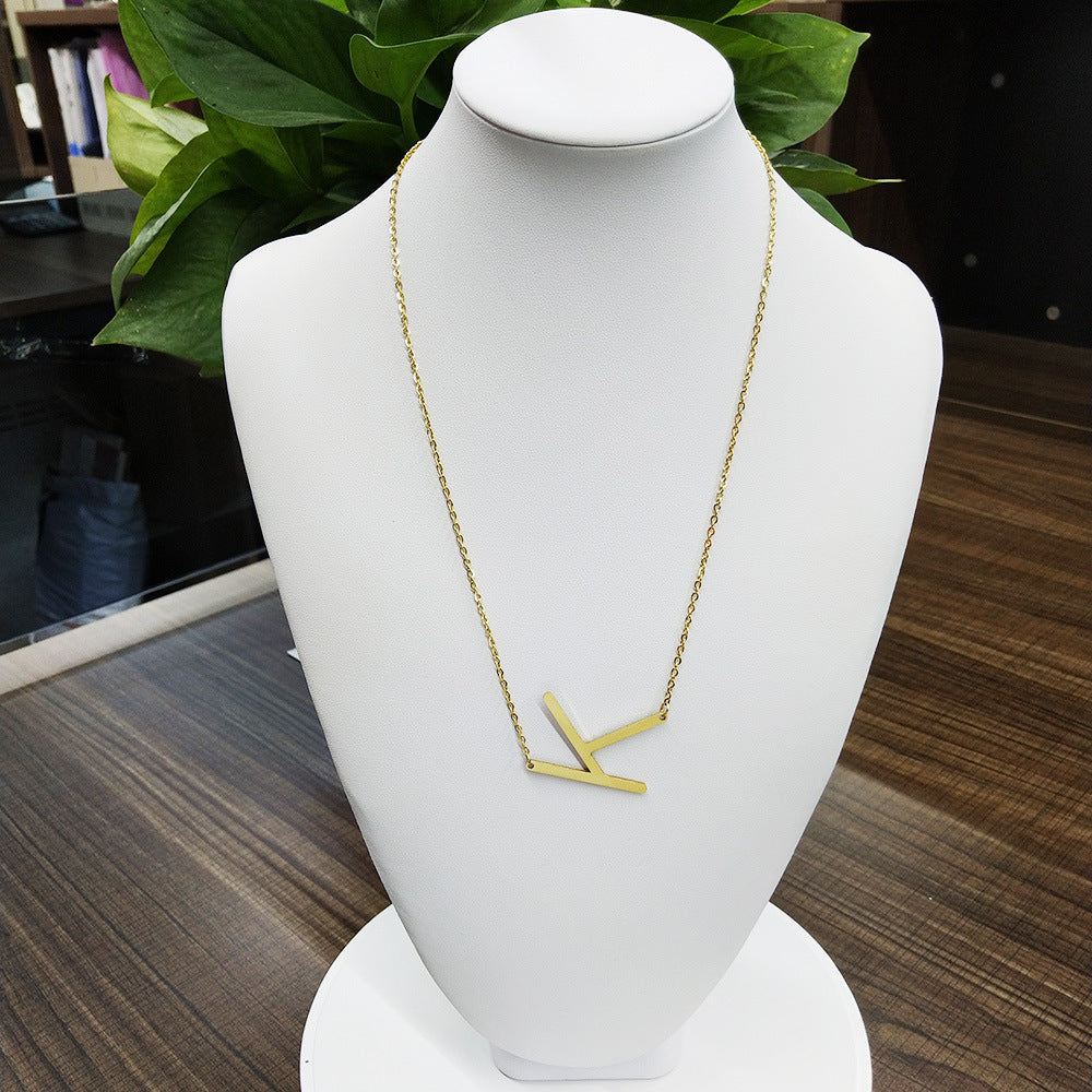 Rose Gold Plated Initial Letter Pendant Necklace