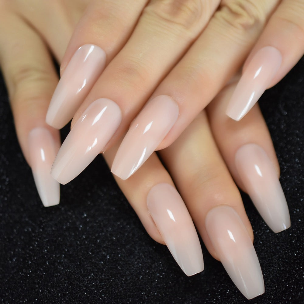Elegant Nude Extra Long Wearable Fake Nails