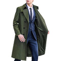 Men's Classic Solid Color Long Trench Coat | All-Weather Overcoat