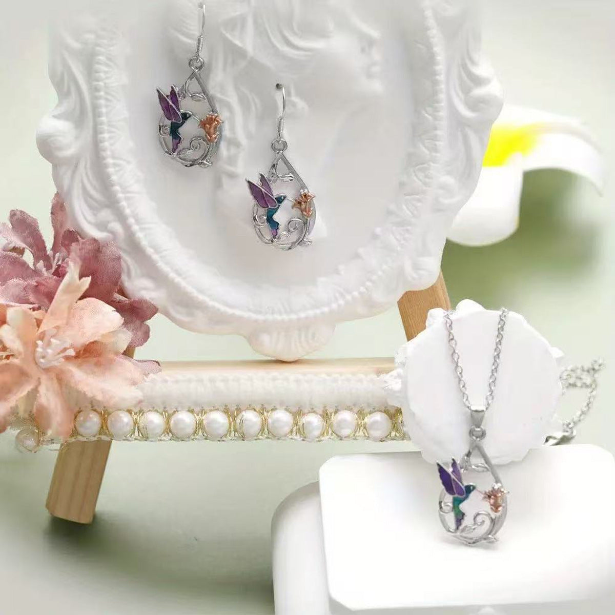 Hummingbird Dripping Oil Jewelry Set