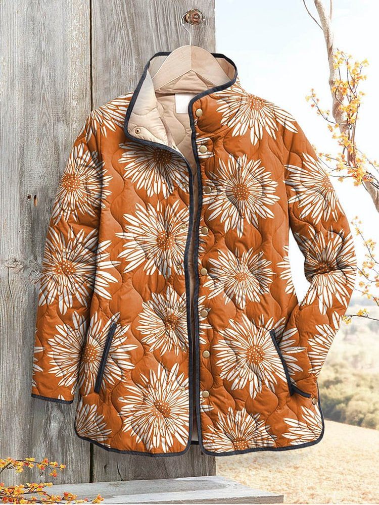 Fashion Cotton-Padded Floral Print Coat