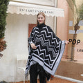 Fashionable Herringbone Wave Side-Slit Shawl Cape