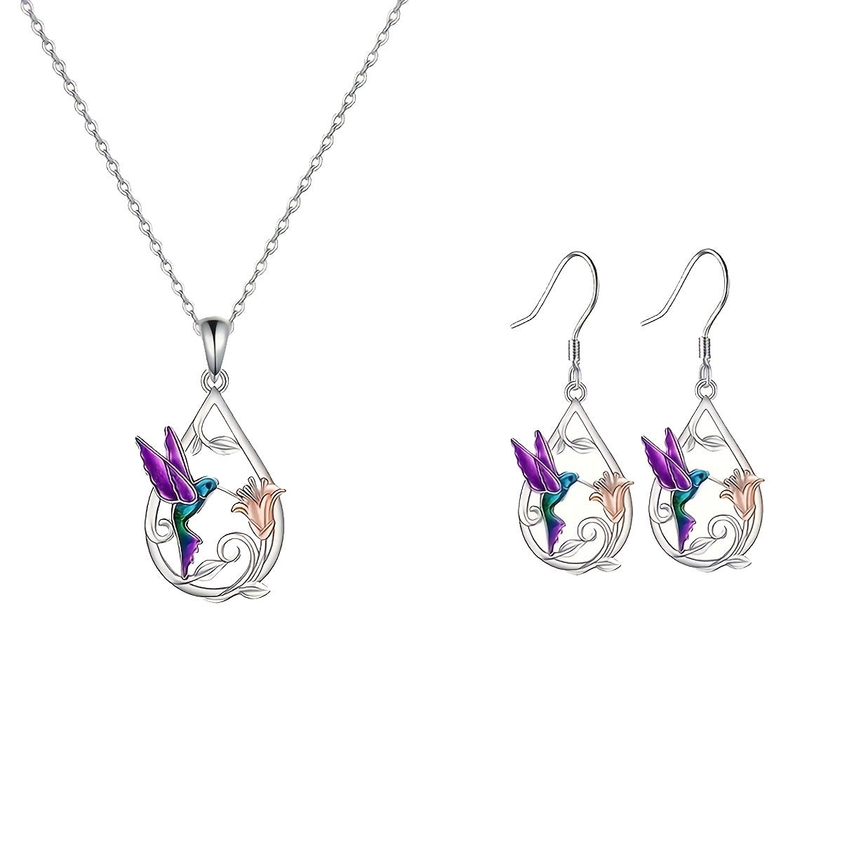 Hummingbird Dripping Oil Jewelry Set