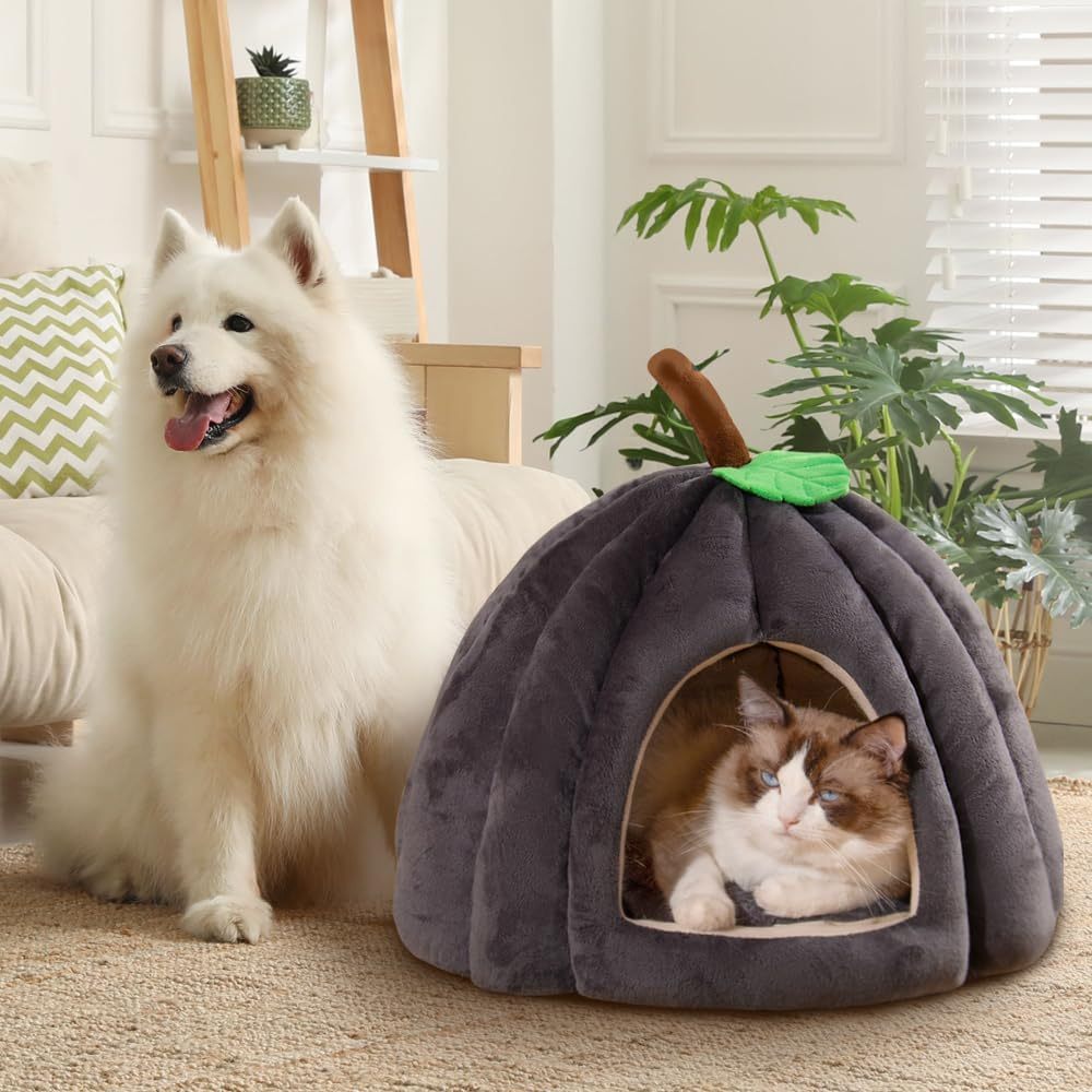 Halloween Themed Cat Supplies: Cute Pumpkin Shape Cat Tent Bed