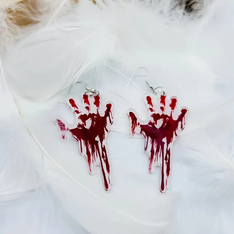 Creative Halloween Bleeding Palm Dangle Earrings