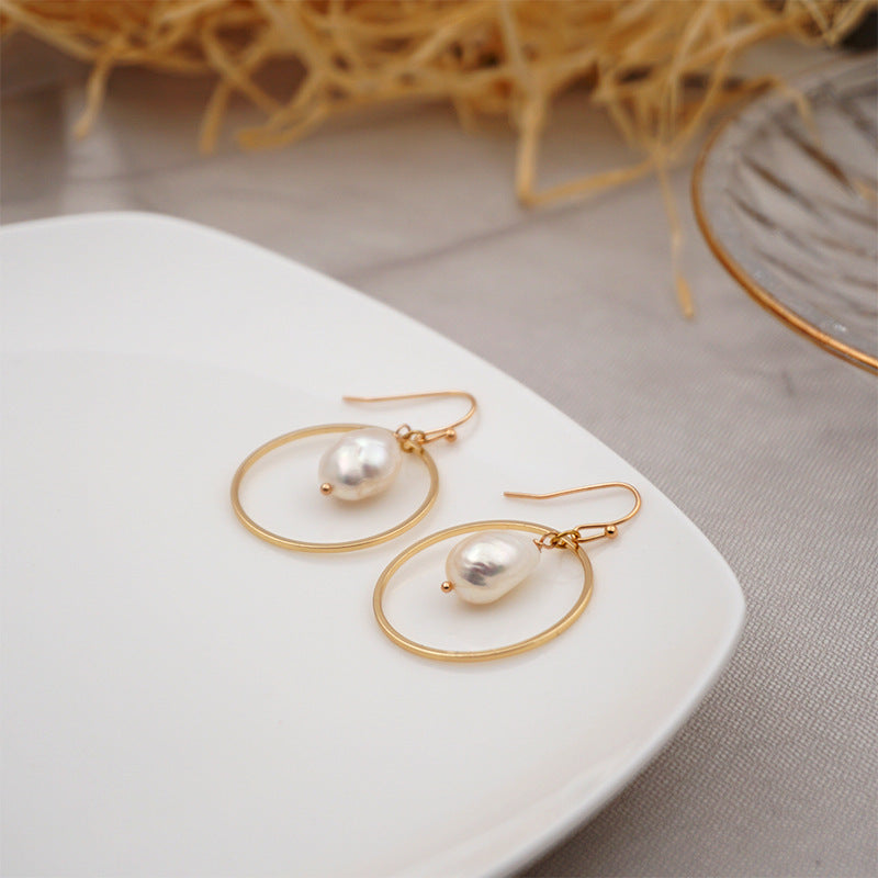 Baroque Pearl Statement Hoop Earrings
