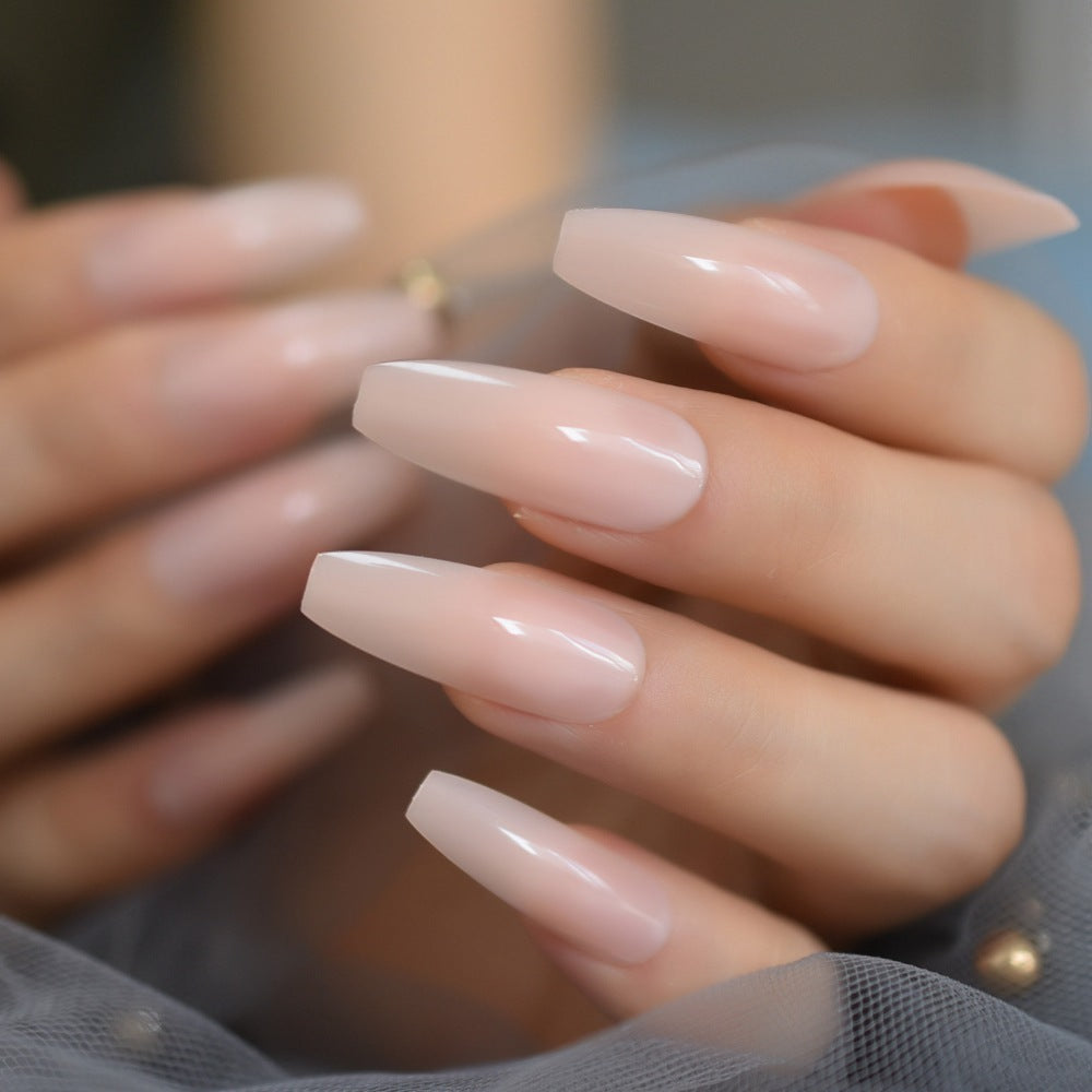 Elegant Nude Extra Long Wearable Fake Nails