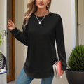 Women's Elegant Solid Color Crewneck Pullover Sweatshirt