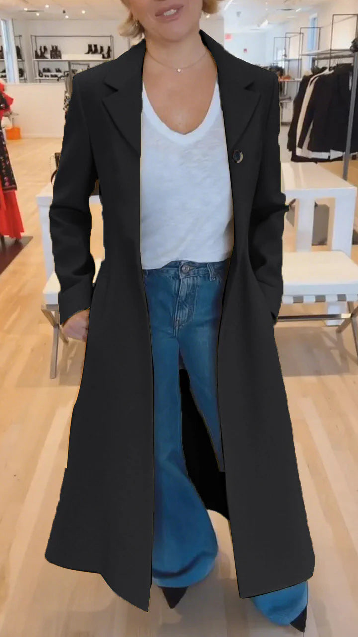 Women's Leopard Print Lapel Trench Coat