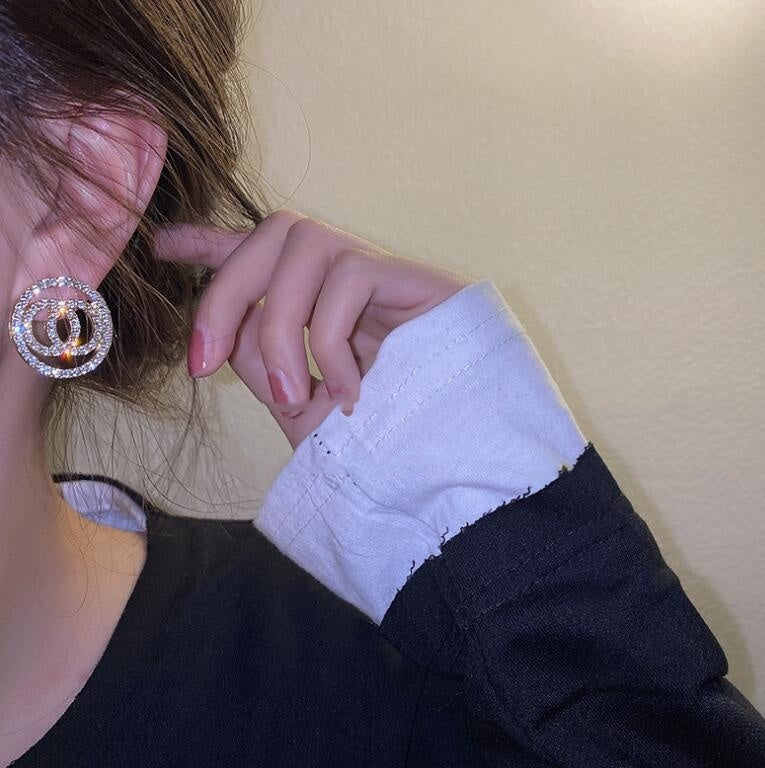 Sparkling Full Diamond Circle Earrings