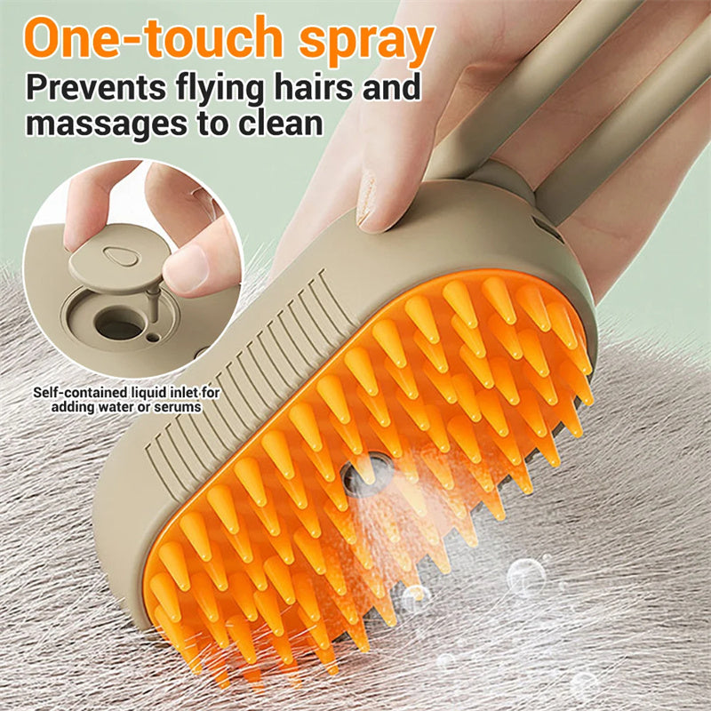 Steamy Dog & Cat Brush | Electric Spray Grooming Comb for Massage & Hair Removal