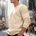 Men's Fleece-Lined Crew Neck Sweater | Loose Fit Casual Warm Top