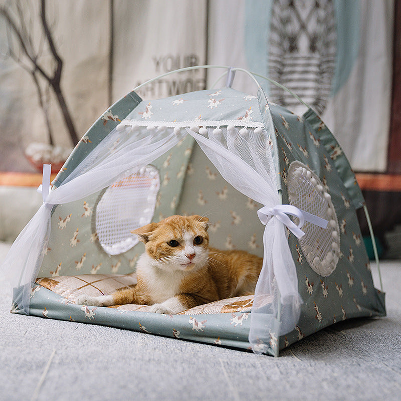 Removable & Washable Semi-Enclosed Pet Bed | Warm Snuggle Cave House