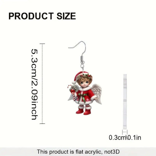 Acrylic Christmas Ornaments Little Angel Dangle Earrings