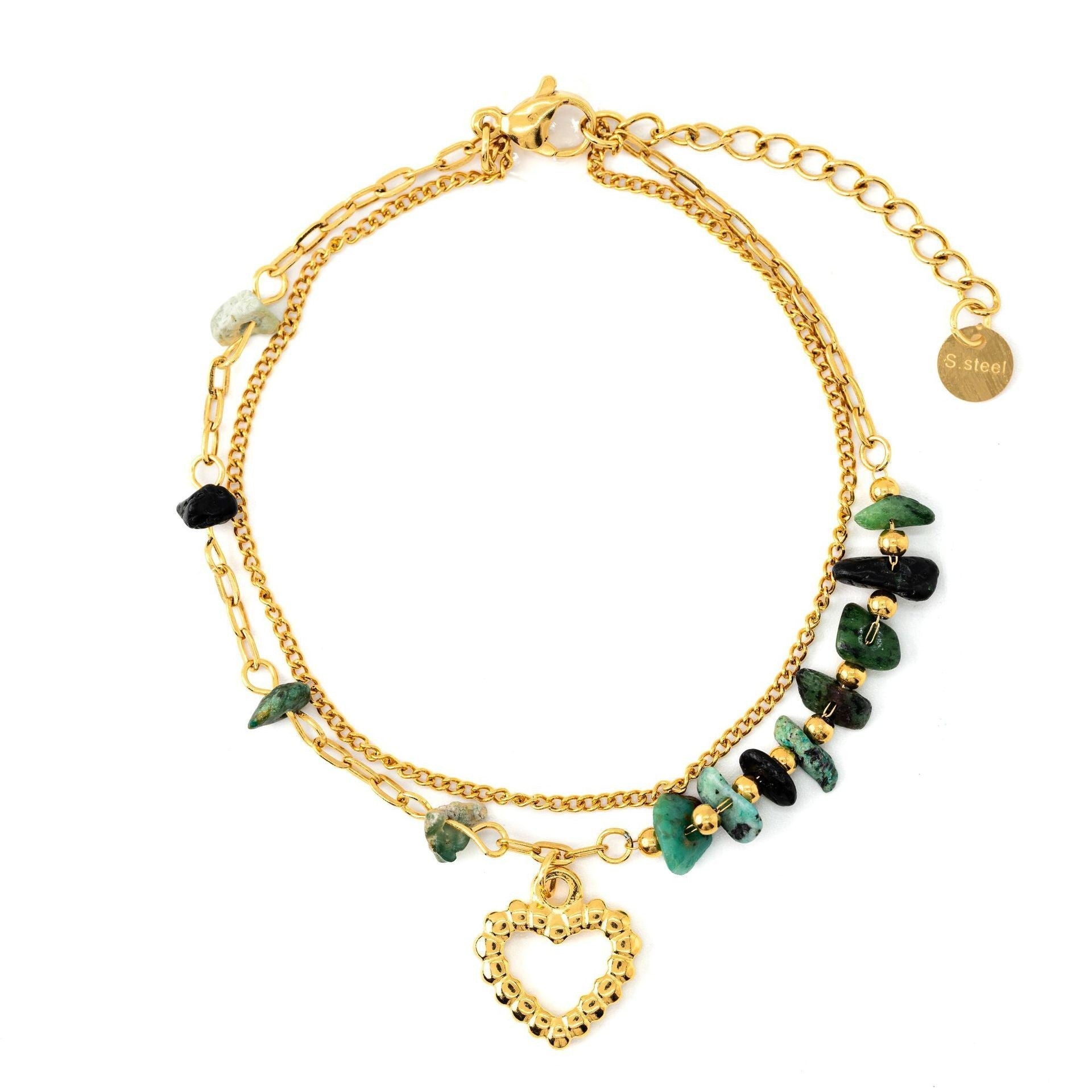 Durable Niche Ins Stainless Steel Natural Stone/Pearl Bangle