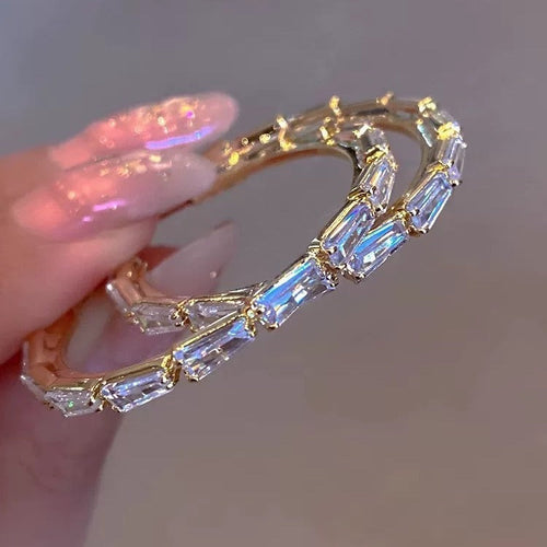 Advanced French Black & Crystal Hoop Earrings