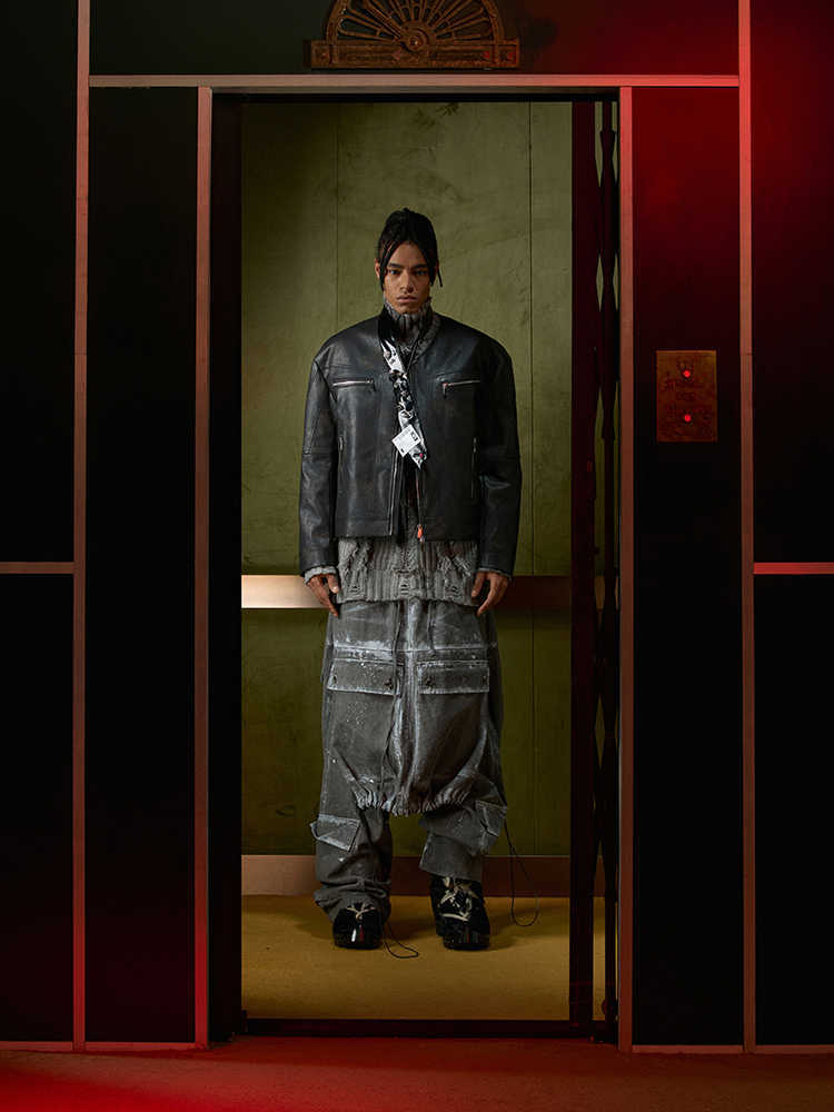 Men's Niche Design Leather Coat | V-Neck Zipper Closure Unique Jacket