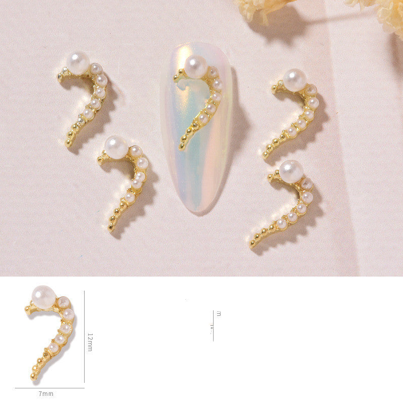 Rhinestone & Alloy Heart Nail Decoration Set