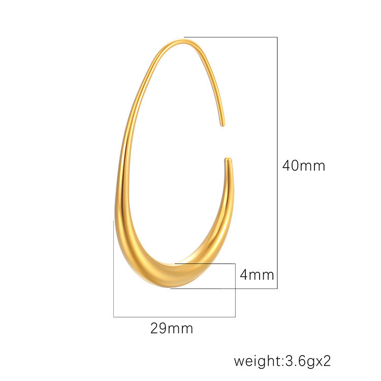 Women's Minimalist Frosty Finish Titanium Steel Egg Earrings