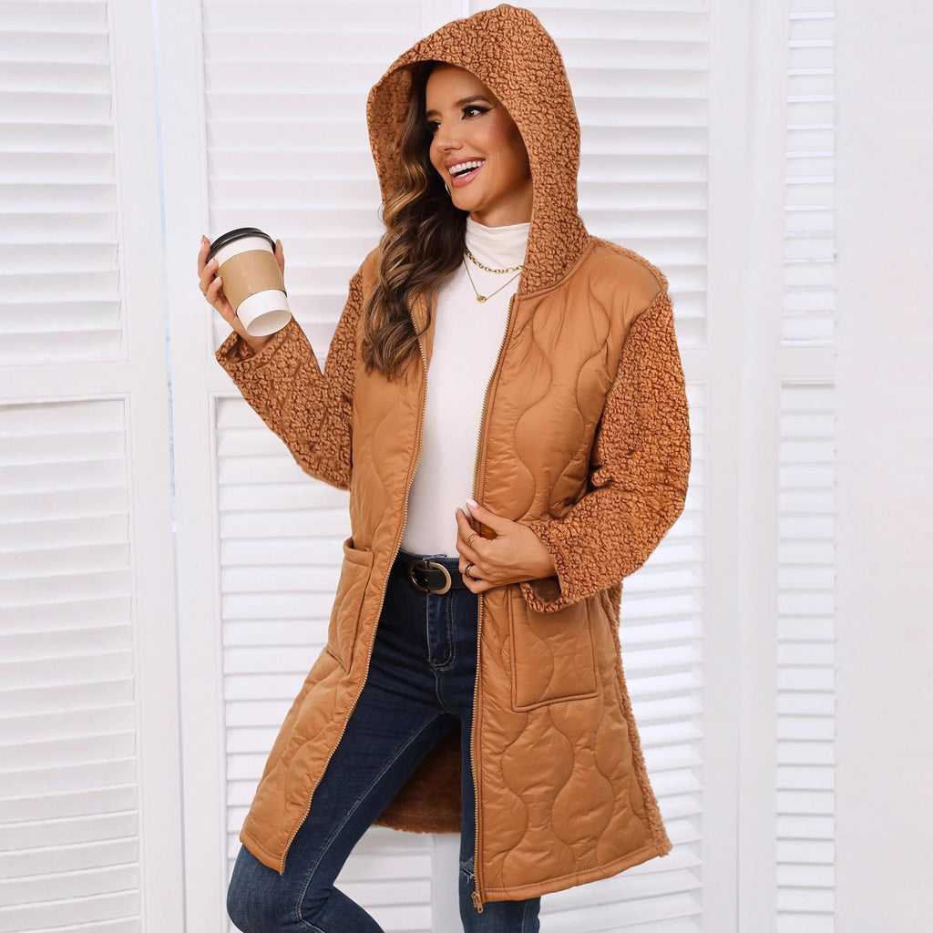 European Style Loose Plush Hooded Jacket