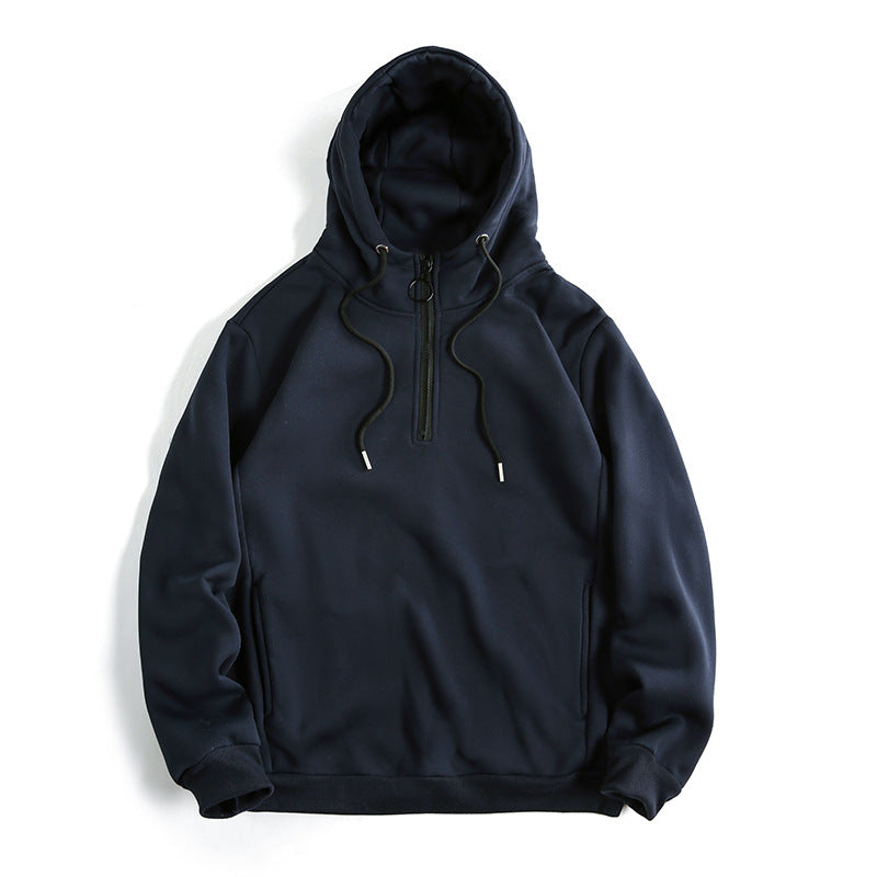 Basic Men's Loose Casual Pullover | Solid Color Soft Hoodie