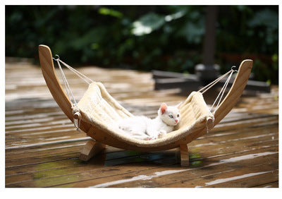 Stylish Wooden Cat Bed & Hammock | Elevated Pet Supplies Lounger