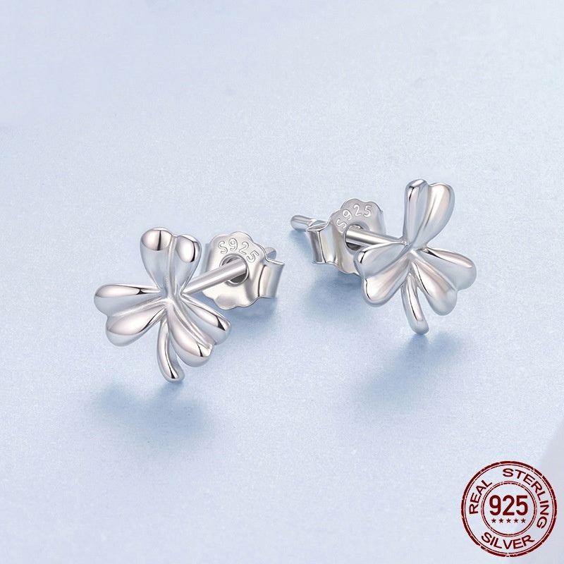Sterling Silver Minimalist Leaf Studs