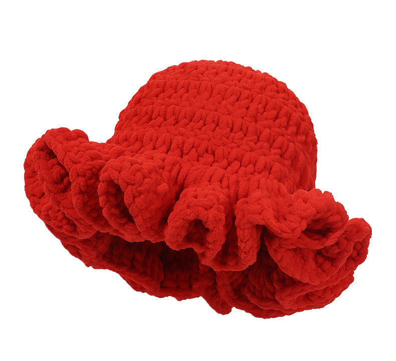 Women's Knitted Pleated Ruffled Fashion Wool Hat