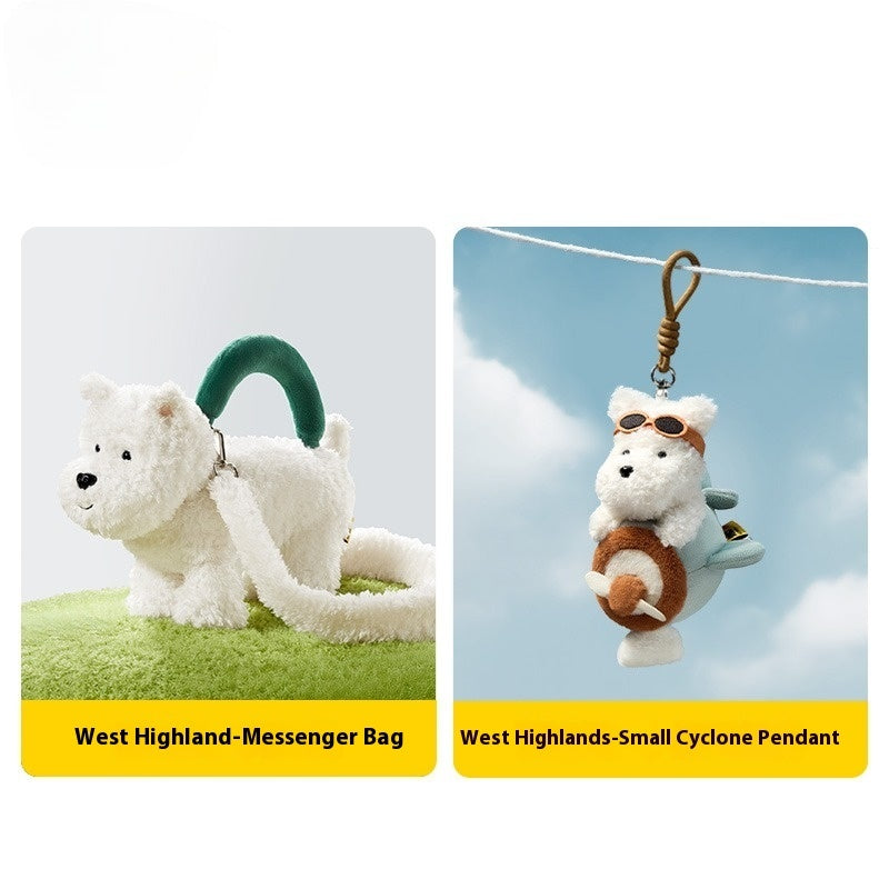 Cute West Highland White Terrier Plush Keychain Doll