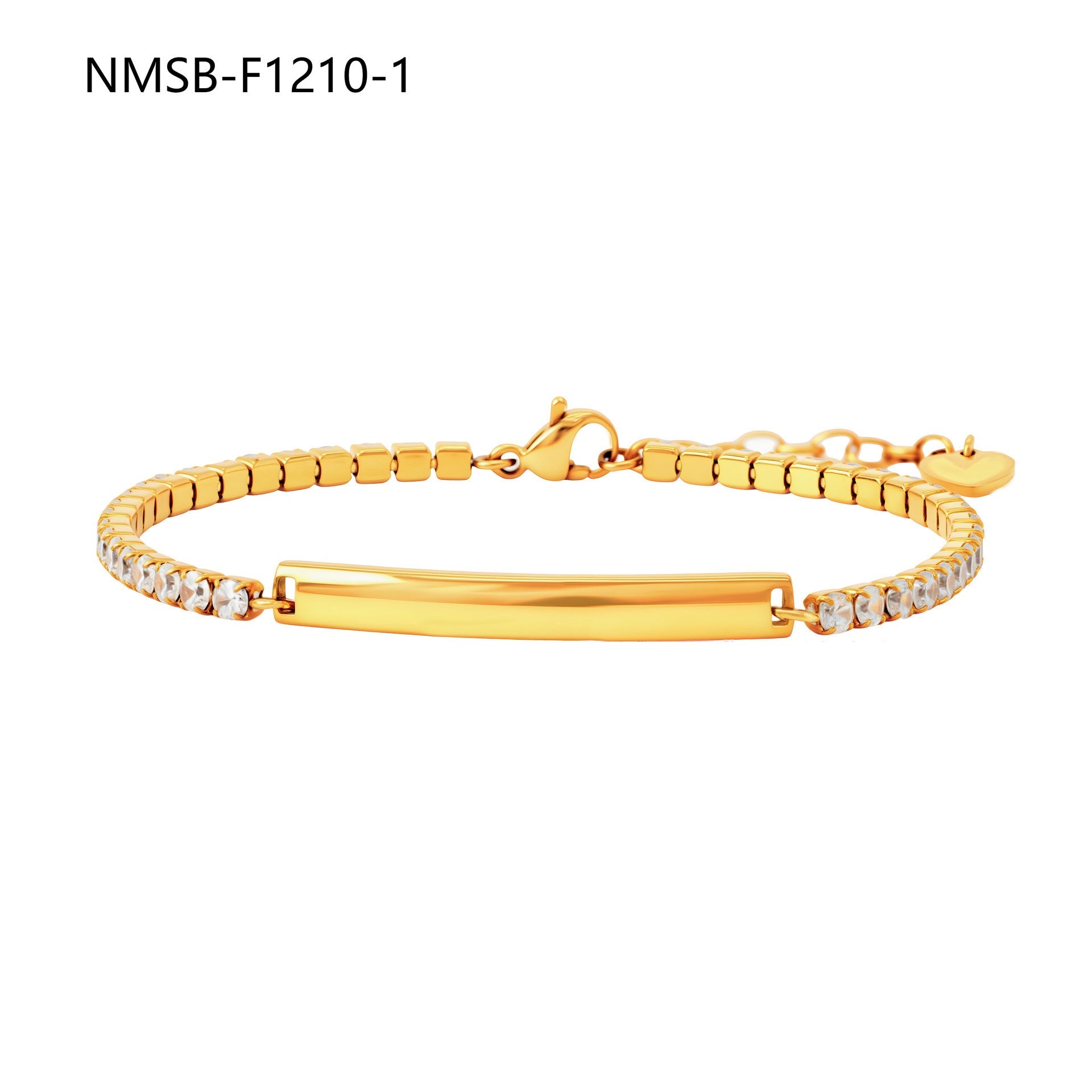 Diamond-Embedded Lettering Charm Bracelet