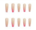 Elegant Long White Tip Coffin Shape Fake Nails